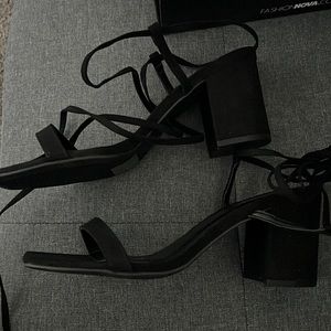Lace up Black Fashion Nova Heels
